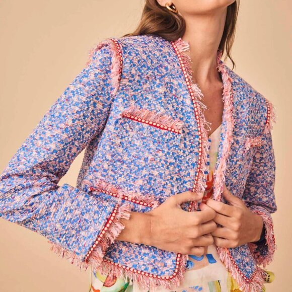 Hunter Bell Coco Jacket in Coral Reef Tweed NWOT Size 10 - Picture 2 of 7